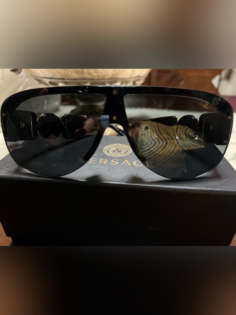Versace Black Shield Visor Sunglasses